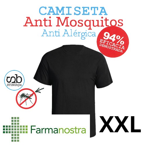 Camiseta antimosquitos stingbye camiseta manga corta  | talla xxl | color negro